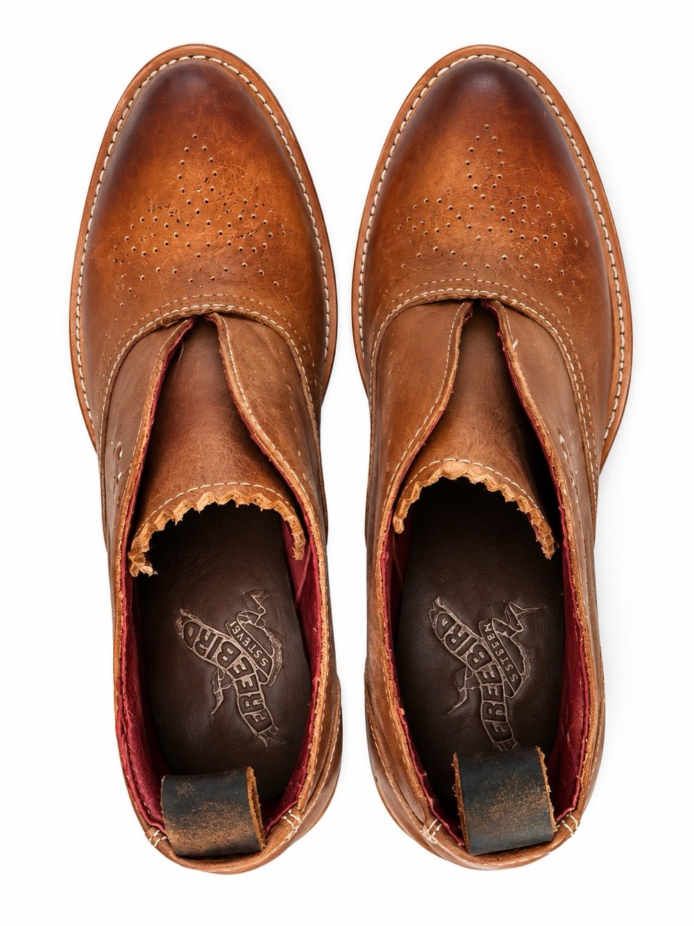 FREEBIRD by Steven Sadie Cognac Leather Heeled Oxford Booties Size 7 BNWOT - Picture 5 of 10